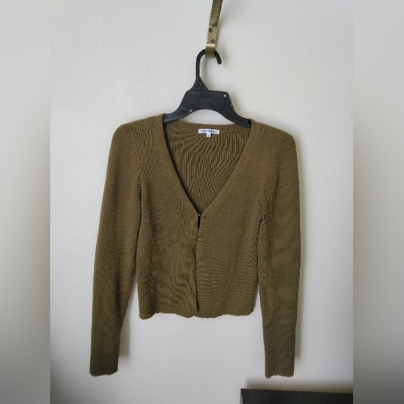 Reformation Women's Kaitlyn Ribbed Cotton Brown Cardigan Size L Athleisure - Picture 2 of 8